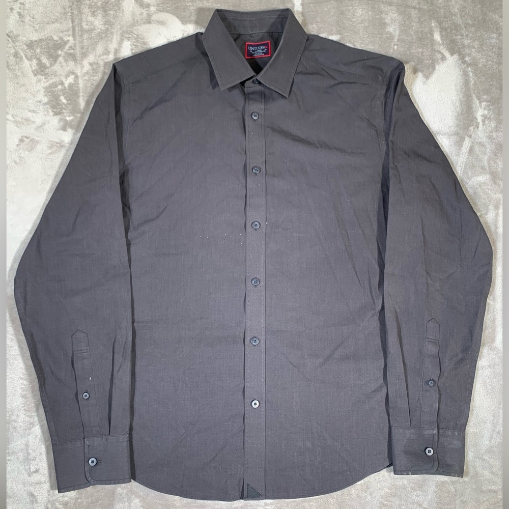 Untuckit Button‎ Down Shirt Men’s Large Black Wrinkle-Free Slim Fit